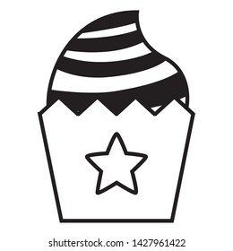 sweet cupcake snack on white background vector illustration