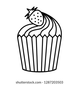 sweet cupcake with strawberry