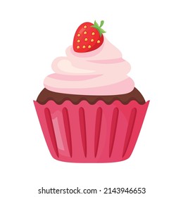 sweet cupcake with strawberry dessert