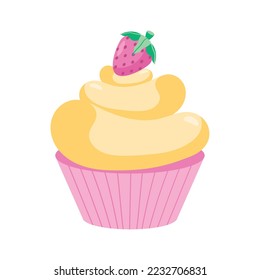 sweet cupcake with strawberry icon