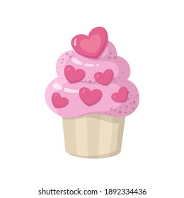 Süßer Kuchen. Valentinstag Thema.  Vektorgrafik im Doodle-Stil. Muffin-Symbol. Symbol der Liebe und Leidenschaft. Element für Design, Druck, Web und mobile Anwendung etc.