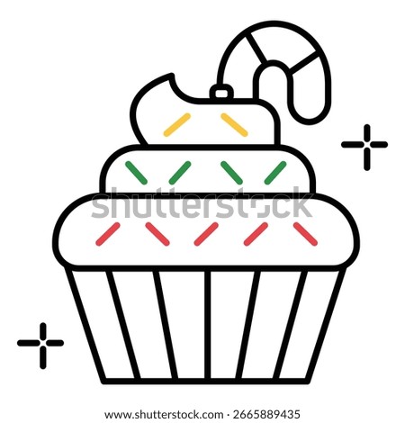 Sweet Cupcake Vector Flat Icon for Dessert and Party Celebration