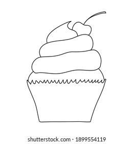 Sweet Cupcake Vektor Illustration farbiges Buch Seite Doodle handgezeichnete Clip Art abstraktes Dessert Food Isolat Elemente weißer Hintergrund