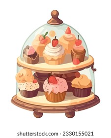 Sweet cupcakes for a birthday celebration icon isolated