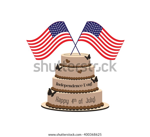 Sweet Cupcakes Decorations Flag Independence Day Stock Vector