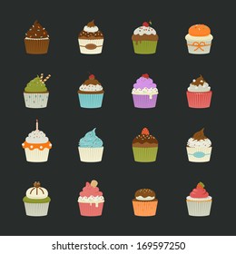 Sweet cupcakes icons , eps10 vector format