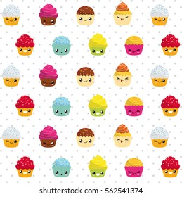 Sweet Cupcakes pattern. Vector illustration.