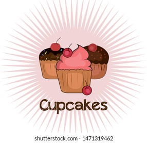  Sweet Cupcakes vector , Dessert , poster 