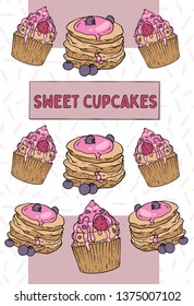 sweet cupcakes vector illustration