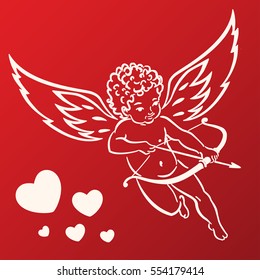 Sweet cupid - greetings card for Valentines day. Vector illustration