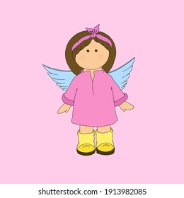 Sweet and Cute angel gir. Little princess. Fairy girl looks beatiful. Premium Vector.