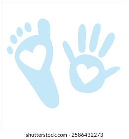 Sweet Cute Baby Boy Love Footprint Printable Vector