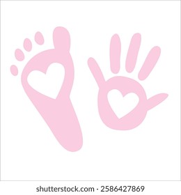 Sweet Cute Baby Girl Footprint Vector