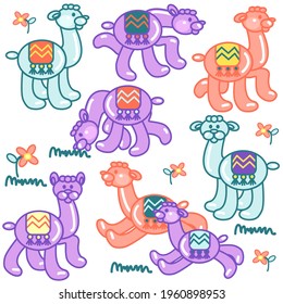 Sweet and cute balloon llamas set