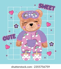 SWEET CUTE BEAR SLEEP RAINBOW UNICORN LOVE STAR