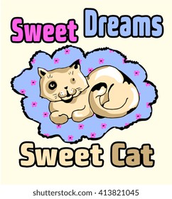 Sweet cute cat vector illustration design