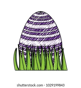 sweet cute decorative easter egg on grass
