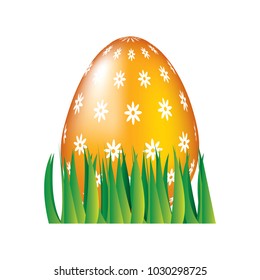 sweet cute decorative easter egg on grass