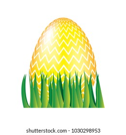 sweet cute decorative easter egg on grass