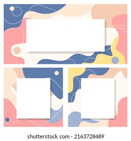 Sweet and cute editable social media instagram post, puzzle feed vector design template in abstract flat pastel liquid trendy soft with love icon