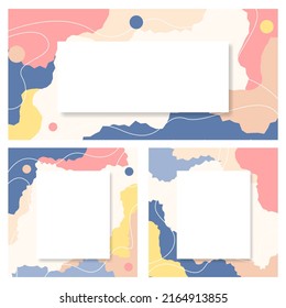 Sweet And Cute Editable Social Media Instagram Post, Puzzle Feed Vector Design Template In Abstract Flat Pastel Liquid Trendy Soft With Love Icon