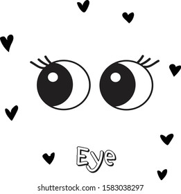 Sweet, cute eyes cartoon character. Vector illustration