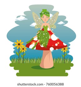 sweet and cute fairy cartoon vector illustration graphic design