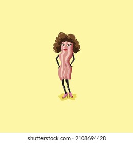 Sweet cute and fresh lady bacon mascot design illustration. She is very beautiful and seductive. This mascot illustration can be used for banners, cards, templates and more. Very practical.