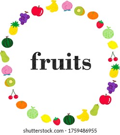 Sweet and cute fruit round frame,Letters With fruits Means fruits
