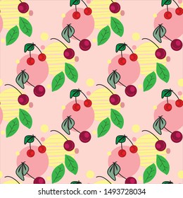 Sweet and Cute Fruits Seamless Pattern Illustration. Can use for print, template, fabric, presentation, textile, banner, poster, wallpaper, poster