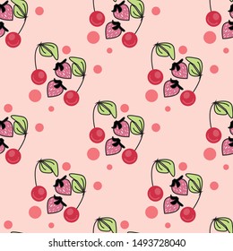 Sweet and Cute Fruits Seamless Pattern Illustration. Can use for print, template, fabric, presentation, textile, banner, poster, wallpaper, poster