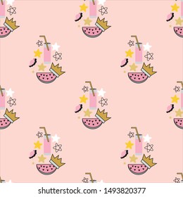 Sweet and Cute Fruits Seamless Pattern Illustration. Can use for print, template, fabric, presentation, textile, banner, poster, wallpaper, poster