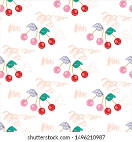 Sweet and cute fruits seamless pattern Illustration. Can use for print, template, fabric, presentation, textile, banner, poster, wallpaper