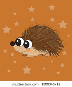 Sweet, cute Hedgehog cartoon character. Vector illustration
