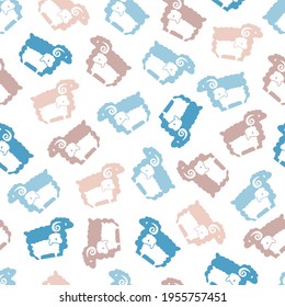 Sweet Cute Herd of Sheep Animal Family Vector Graphic Seamless Pattern can be use for background and apparel design
