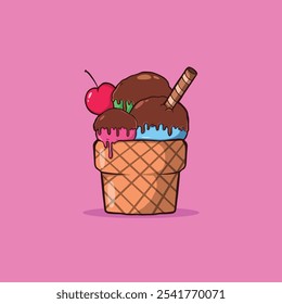 Sweet Cute Ice Cream cartoon vector illustration