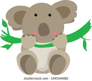 Sweet, cute koala cartoon character. Vector illustration