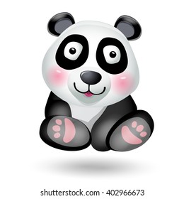 Sweet cute panda bear cartoon games character. Vector illustration clip art, isolated on white background.

