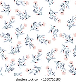 sweet cute seamless flowers pattern. Delicate petals and vibrant blossoms create an artistic and vintage botanical illustration. Perfect for wallpaper, fabric, wrapping paper and more.