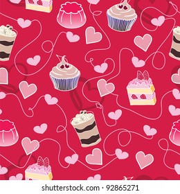 Sweet cute valentine desserts background