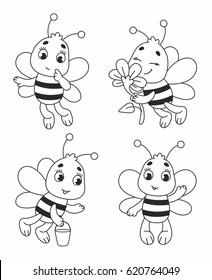 Sweet cute vector cartoon bee