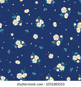 Sweet daisies ditsy vector seamless pattern design. Great for summer vintage fabric, scrapbooking, wallpaper, giftwrap. Suraface pattern design.