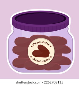 sweet dates in a jar for iftar menu flat vector illustration