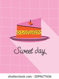 sweet day affirmation poster with cake