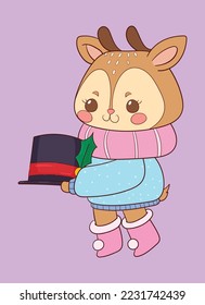 sweet deer character for christmas decorations