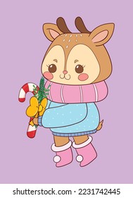 sweet deer character for christmas decorations