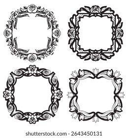 Sweet and Delicate Vintage Decorative Floral Frames Vector Collection
