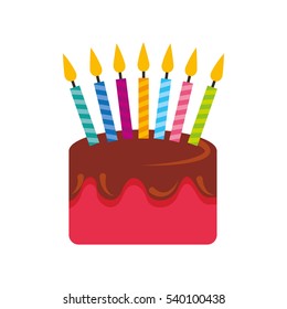 sweet and delicious birthday cake icon vector illustration design