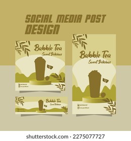 sweet delicious bubble tea flyer or drink menu poster template design