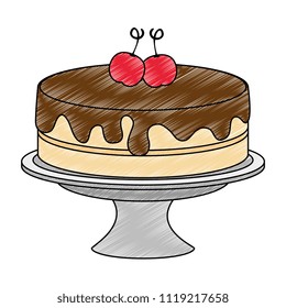 sweet and delicious cake with cherries